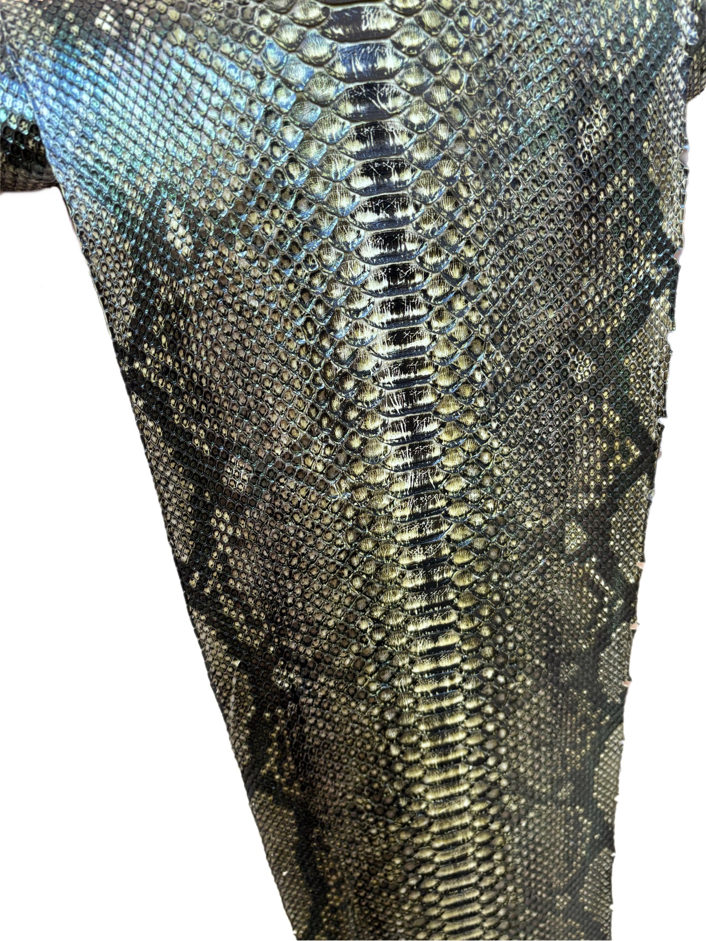 3.2 M Back Cut Antique Gold Glazed Python Leather with Markings