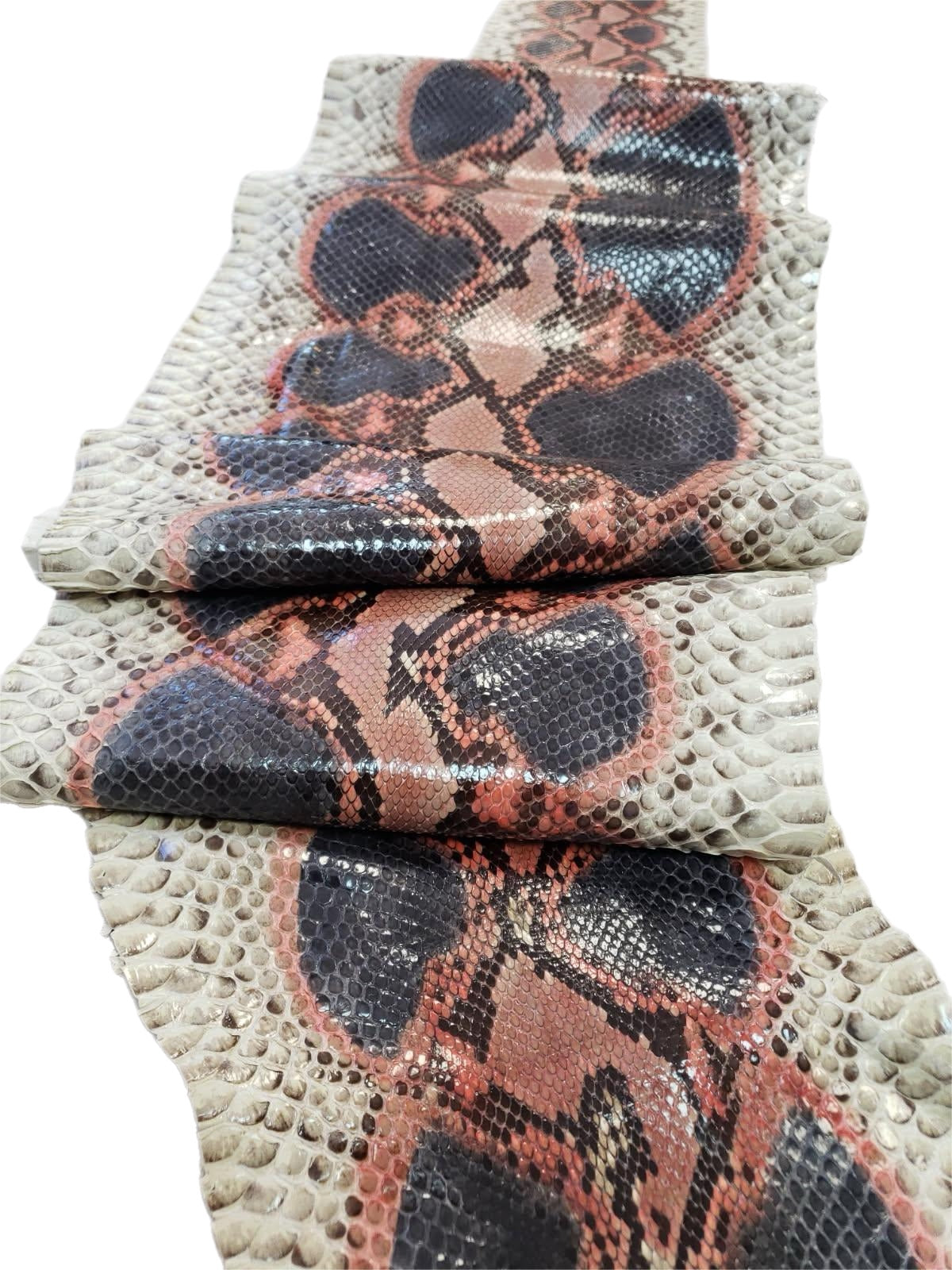 2.8 M Front Cut Hand-Painted Python Leather with Natural Markings
