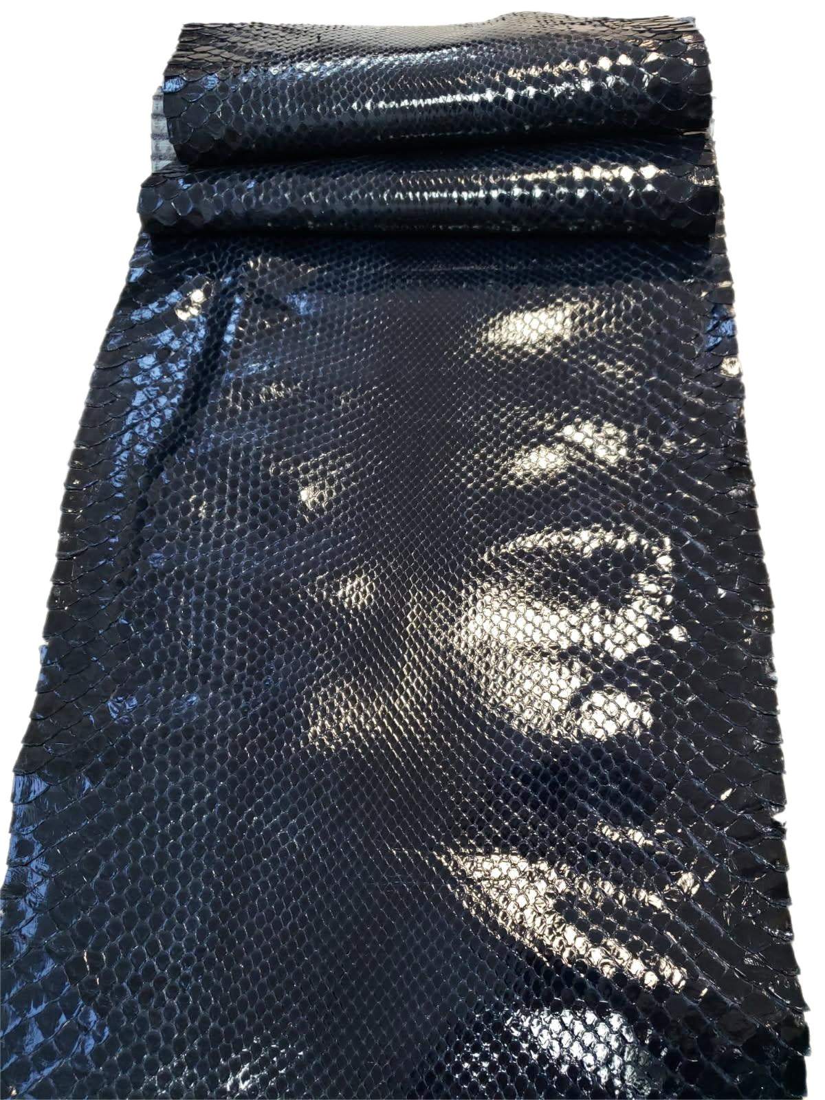 1.2 M Black Glazed Front Cut Python Leather