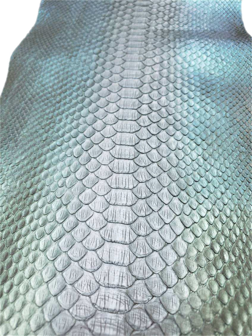 2.1 M Back Cut Teal Metallic Python Leather