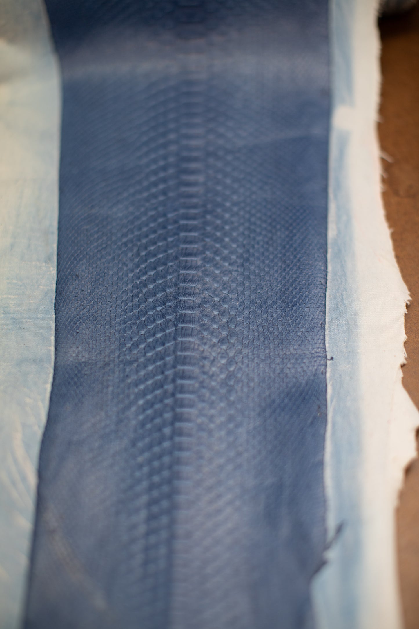 2.6 M Blue Matte Stretch Backing Python Leather