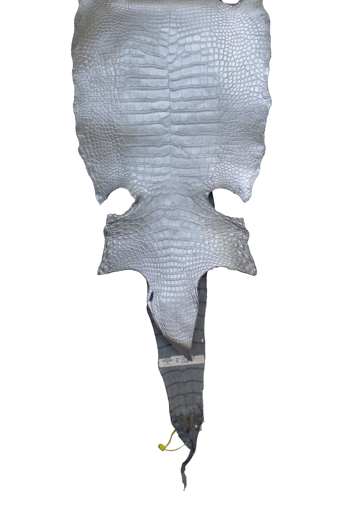 39 cm Grade 2/3 Metallic Silver Matte Wild American Alligator Leather - Tag: LA19-0011299