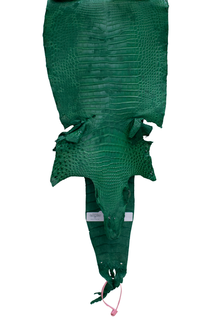 25 cm Grade 4/5 Kelly Green Matte Farm Raised American Alligator Leather - Tag: FL21-0024940