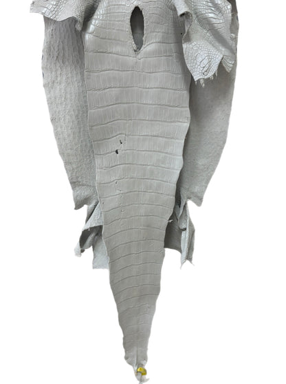 49 cm Grade 1/2 White Pearl Matte Wild American Alligator Leather - Tag: LA25-0010757