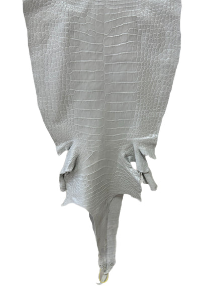 49 cm Grade 1/2 White Pearl Matte Wild American Alligator Leather - Tag: LA25-0010757