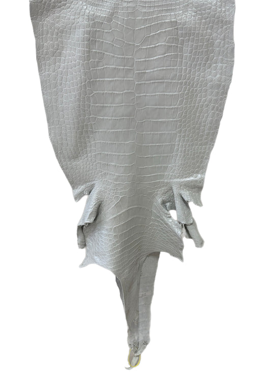 49 cm Grade 1/2 White Pearl Matte Wild American Alligator Leather - Tag: LA25-0010757