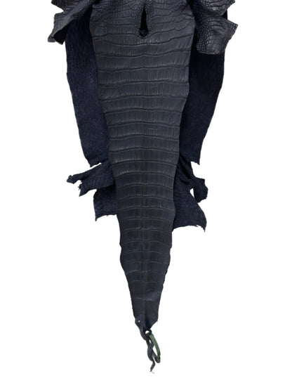 35 cm Grade 2/3 Navy Blue Matte Wild American Alligator Leather - Tag: LA25-0009795