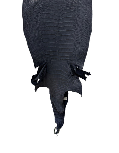 35 cm Grade 2/3 Navy Blue Matte Wild American Alligator Leather - Tag: LA25-0009795