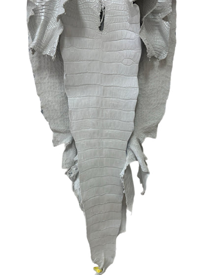 50 cm Grade 2/3 White Pearl Matte Wild American Alligator Leather - Tag: LA25-0010999