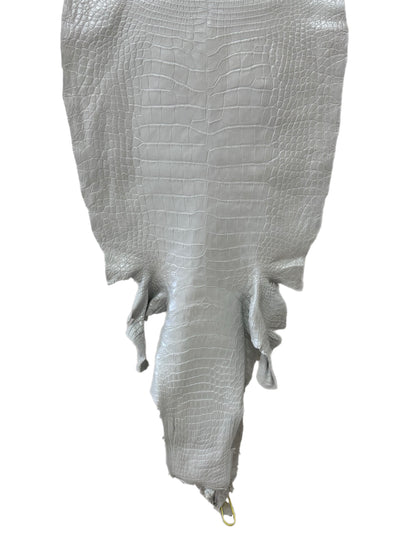 50 cm Grade 2/3 White Pearl Matte Wild American Alligator Leather - Tag: LA25-0010999
