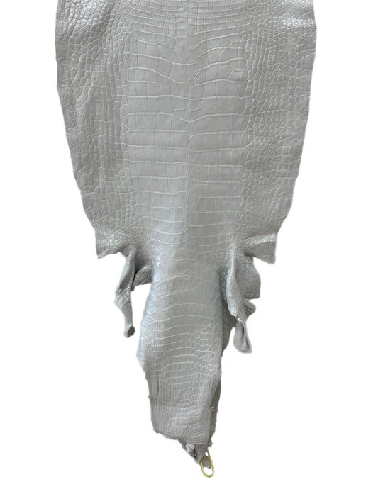 50 cm Grade 2/3 White Pearl Matte Wild American Alligator Leather - Tag: LA25-0010999