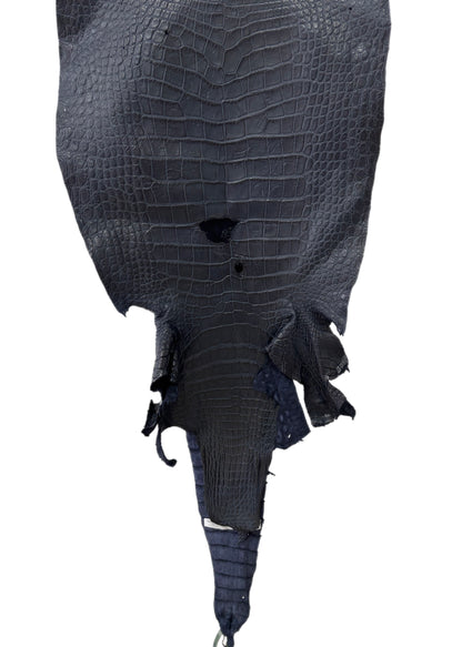 42 cm Grade 4/5 Navy Blue Matte Wild American Alligator Leather - Tag: LA25-0501230