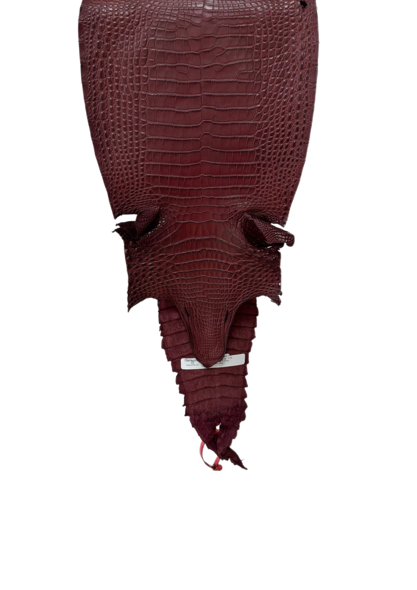 27 cm Grade 2/3 Bordeaux Matte Farm-Raised American Alligator Leather - Tag: FL21-0024723