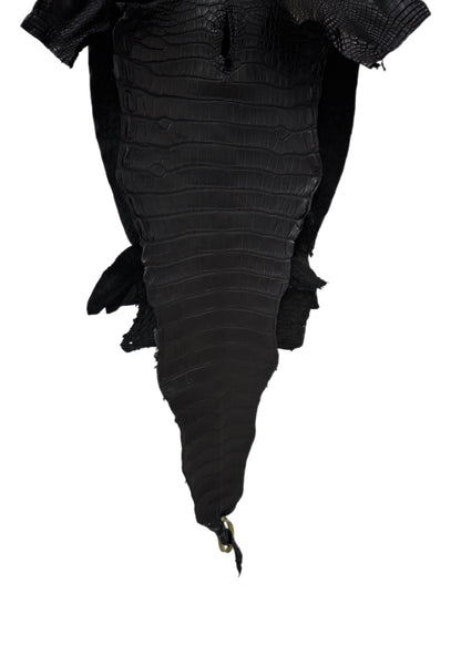 35 cm Grade 2/3 Black Matte Farm-Raised American Alligator Leather - Tag: LA25-0311255