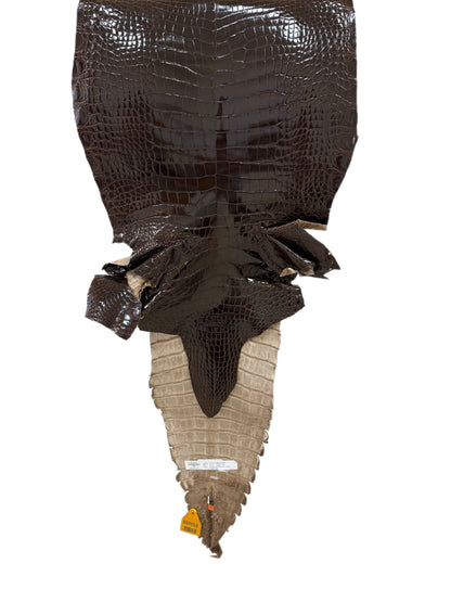 36 cm Grade 1/2 Sport Rust Brown Glazed Farm-Raised American Alligator Leather - Tag: GA14-0021390