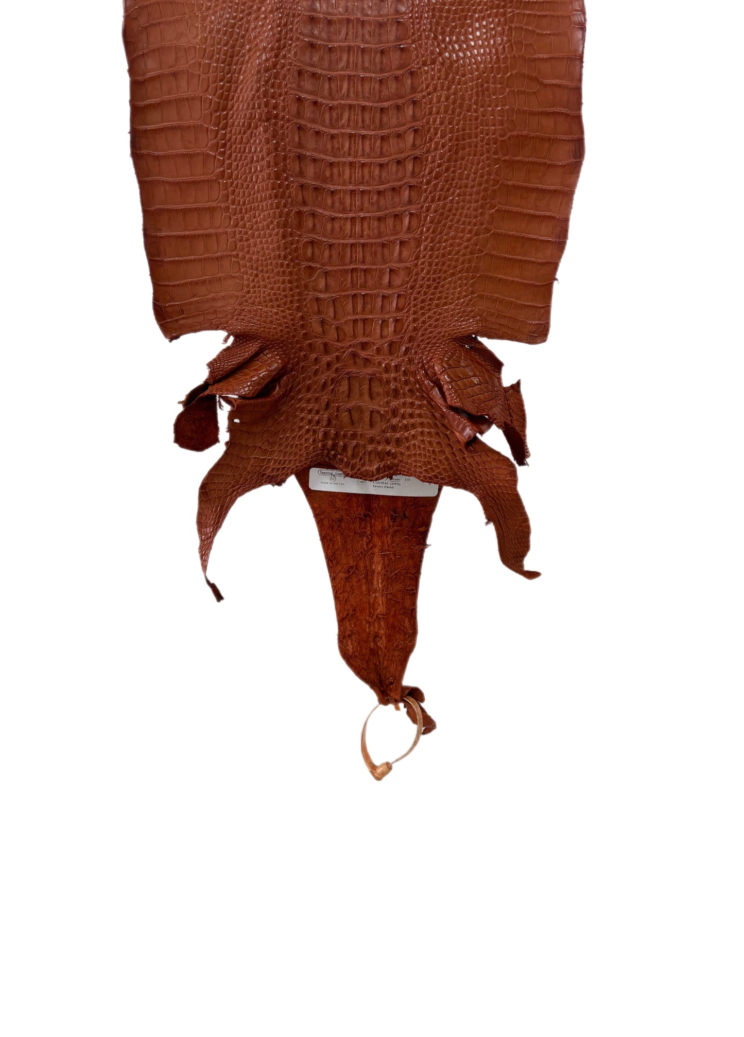 29 cm Grade 1/2 Cognac Matte Farm-Raised American Alligator Hornback Leather - Tag: LA23-0377086