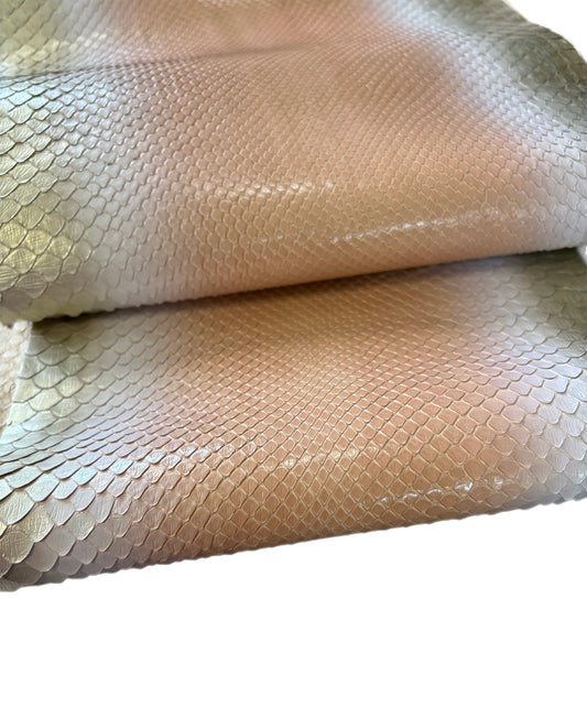 2.2 M Gold Pink and Cream Glazed Ombre Python Leather