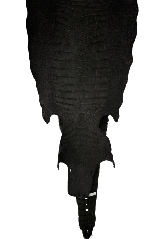 40 cm Grade 3/4 Black Nubuck Wild American Alligator Leather - Tag: LA23-0023030