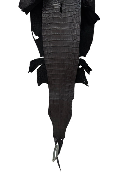 23 cm Grade 1/2 Black Matte Wild American Alligator Leather - Tag: LA08-0231676