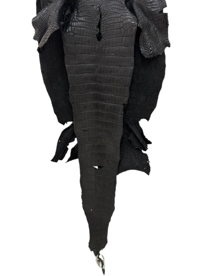 50 cm Grade 4/5 Black Matte Wild American Alligator Leather - Tag: LA23-0047003