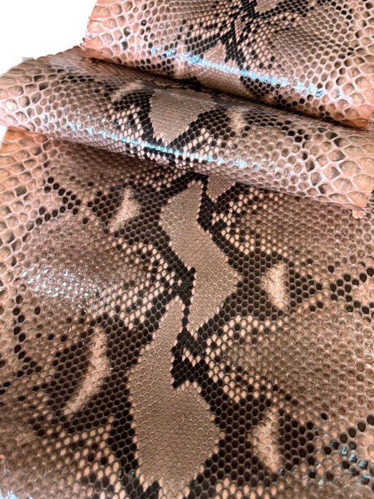 2.6 M Front Cut Peach Glazed Python Leather with Markings