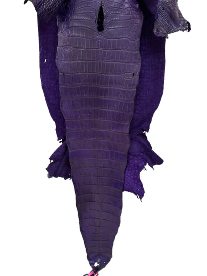 42 cm Grade 2/3 Violet Primavera Matte Wild American Alligator Leather - Tag: MS24-0000729