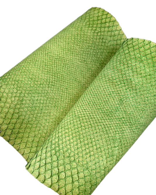1.6 M Bright Lime Green Front Cut Matte Python Leather
