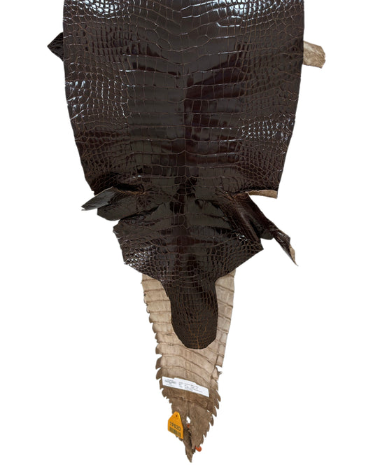30 cm Grade 1/2 Sport Rust Brown Glazed Farm-Raised American Alligator Leather - Tag: GA14-0021503