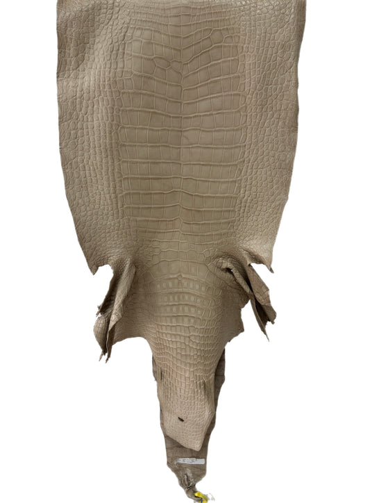 51 cm Grade 2/3 Oatmeal Matte Wild American Alligator Leather - Tag: LA25-0012827