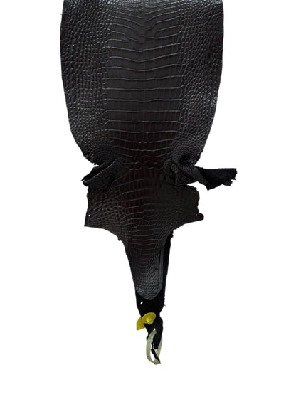 22 cm Grade 1 Black Matte Wild American Alligator Leather - Tag: LA09-0107827