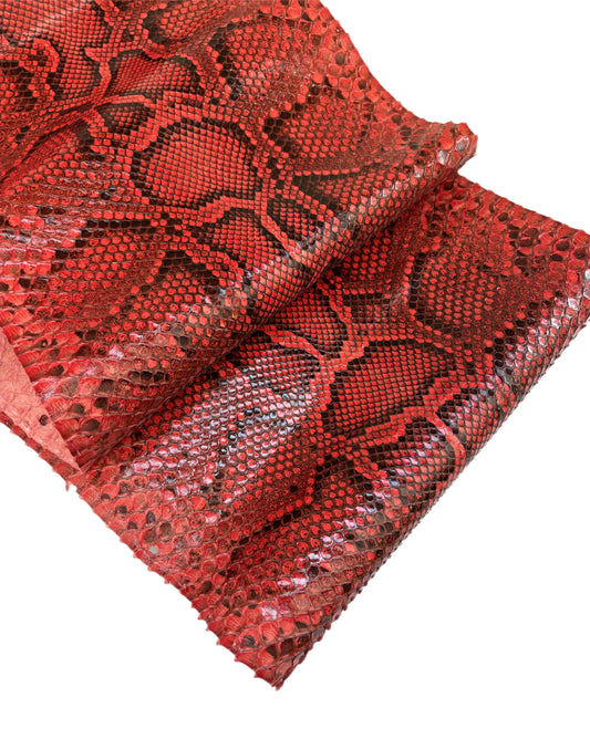 1.75 M Front Cut Red Glazed with Marking Python Leather