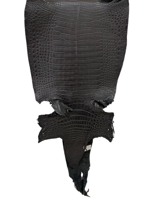 27 cm Grade 3/4 Black Matte Farm Raised American Alligator Leather - Tag: FL21-0024833