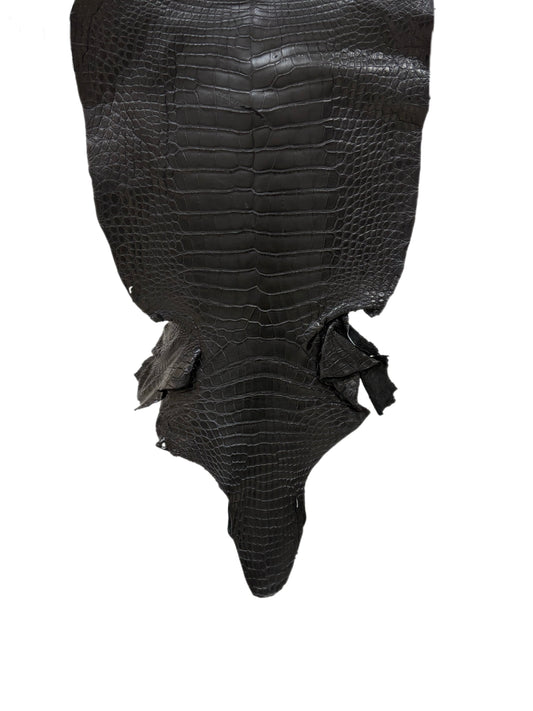 38 cm Grade 3/4 Black Matte Wild American Alligator Leather - Tag: LA23-0014579