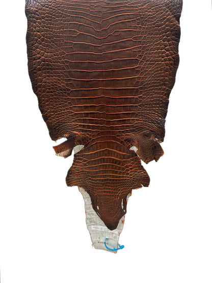40 cm Grade 1/2 Sienna Matte Wild American Alligator Leather - Tag: ESRE-0050842