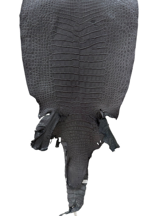 40 cm Grade 3/4 Serpentine Grey Matte Wild American Alligator Leather - Tag: LA23-0023169