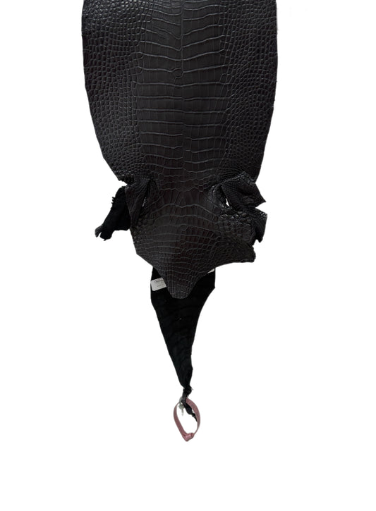23 cm Grade 1/2 Black Matte Farm-Raised American Alligator Leather - Tag: LA24-0228912
