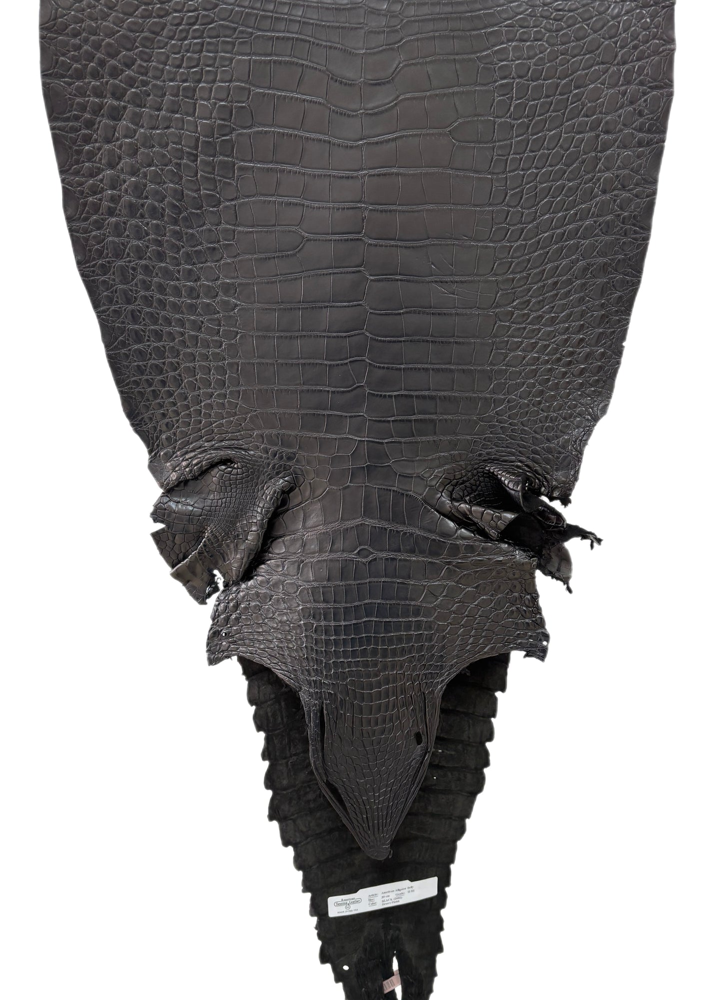 39 cm Grade 2/3 Black Matte Farm Raised American Alligator Leather - Tag: FL18-0034981
