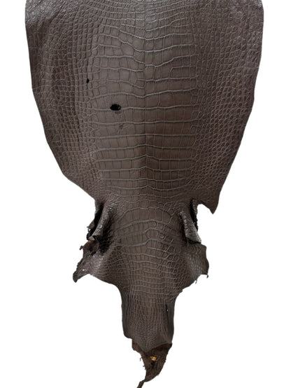 55 cm Grade 4/5 Dark Chocolate Matte Wild American Alligator Leather - Tag: LA23-0021659
