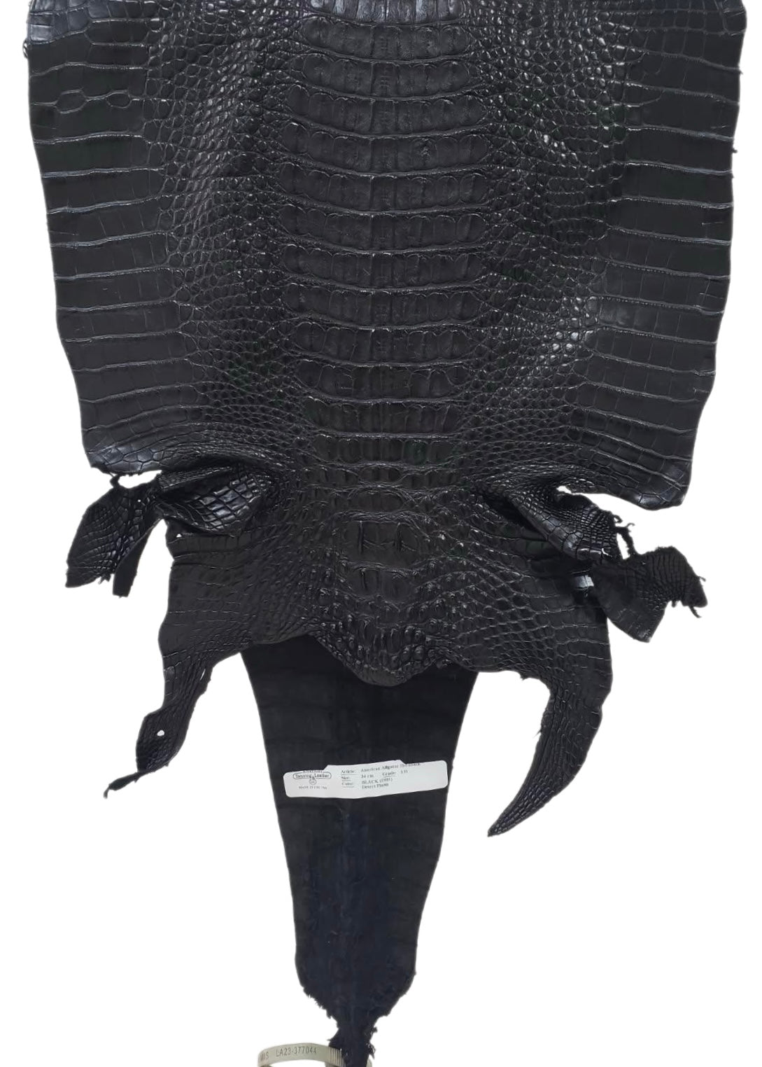 34 cm Grade 1/2 Black Matte Farm-Raised American Alligator Hornback Leather - Tag: LA23-0377044