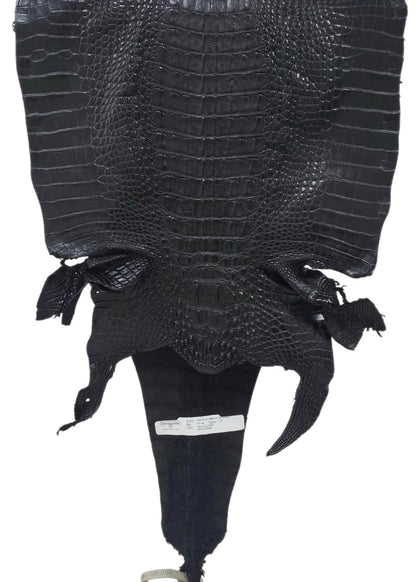34 cm Grade 1/2 Black Matte Farm-Raised American Alligator Hornback Leather - Tag: LA23-0377044