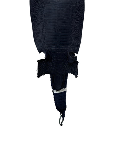 26 cm Grade 1/2 Navy Blue Matte Farm-Raised American Alligator Leather - Tag: FL22-0030098