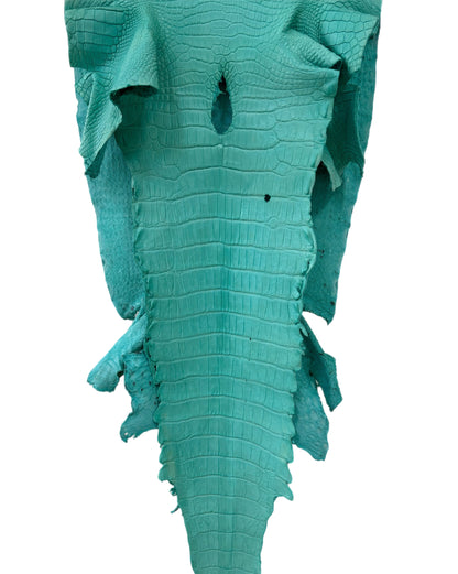 42 cm Grade 2/3 Seafoam Matte Wild American Alligator Leather - Tag: LA23-0000785