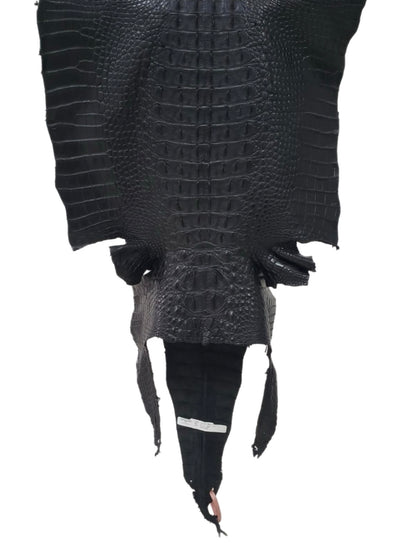 50 cm Grade 2/3 Black Matte American Alligator Hornback Leather - Tag: FL14-0030214