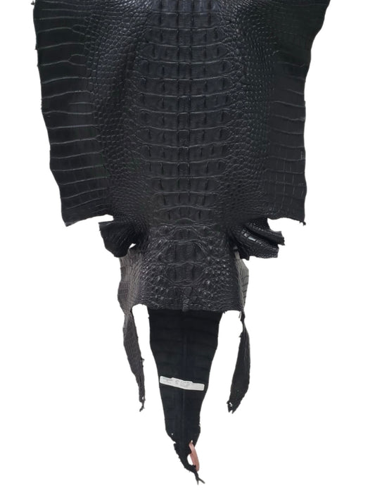 50 cm Grade 2/3 Black Matte American Alligator Hornback Leather - Tag: FL14-0030214