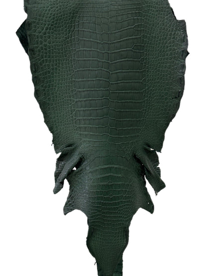 33 cm Grade 2/3 Forest Green Matte Wild American Alligator Leather - Tag: LA23-0050722