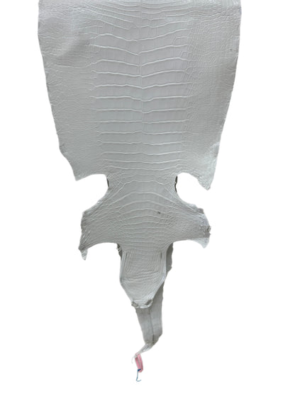 40 cm Grade 1/2 White Matte Wild American Alligator Leather - Tag: LA18-0037821