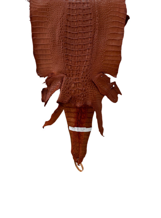 30 cm Grade 1/2 Cognac Matte Farm-Raised American Alligator Hornback Leather - Tag: LA23-0377003