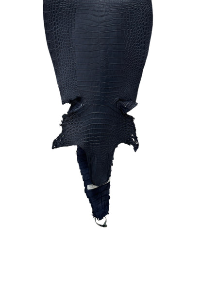28 cm Grade 1/2 Navy Blue Matte Farm-Raised American Alligator Leather - Tag: FL22-0030216
