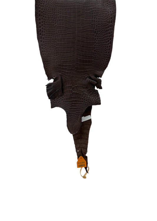 27 cm Grade 1 Chocolate Matte Wild American Alligator Leather - Tag: FL15-0055206