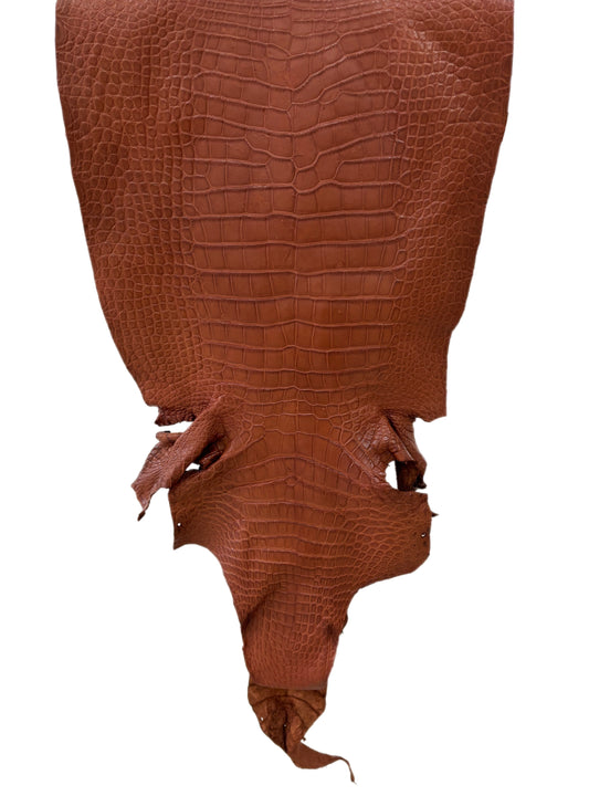 45 cm Grade 4/5 Rustic Cognac Matte Wild American Alligator Leather - Tag: LA24-0022442